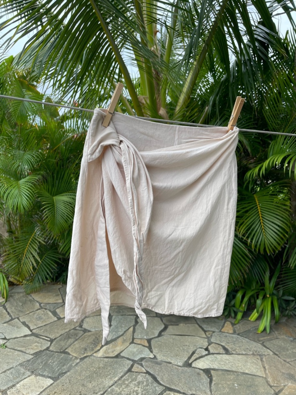 Rhythm Cream Asymmetrical Wrap Skirt